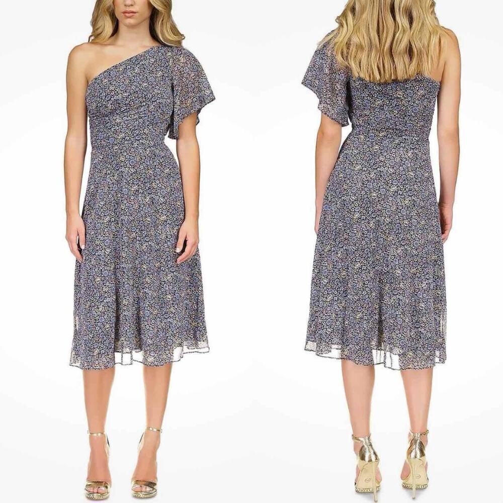 MICHAEL Michael Kors Ditsy Floral-Print One-Shoulder Dress Size Medium